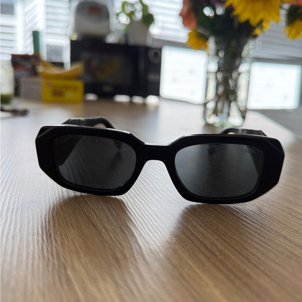 Prada Black Rectangular Sunglasses PR17WS
